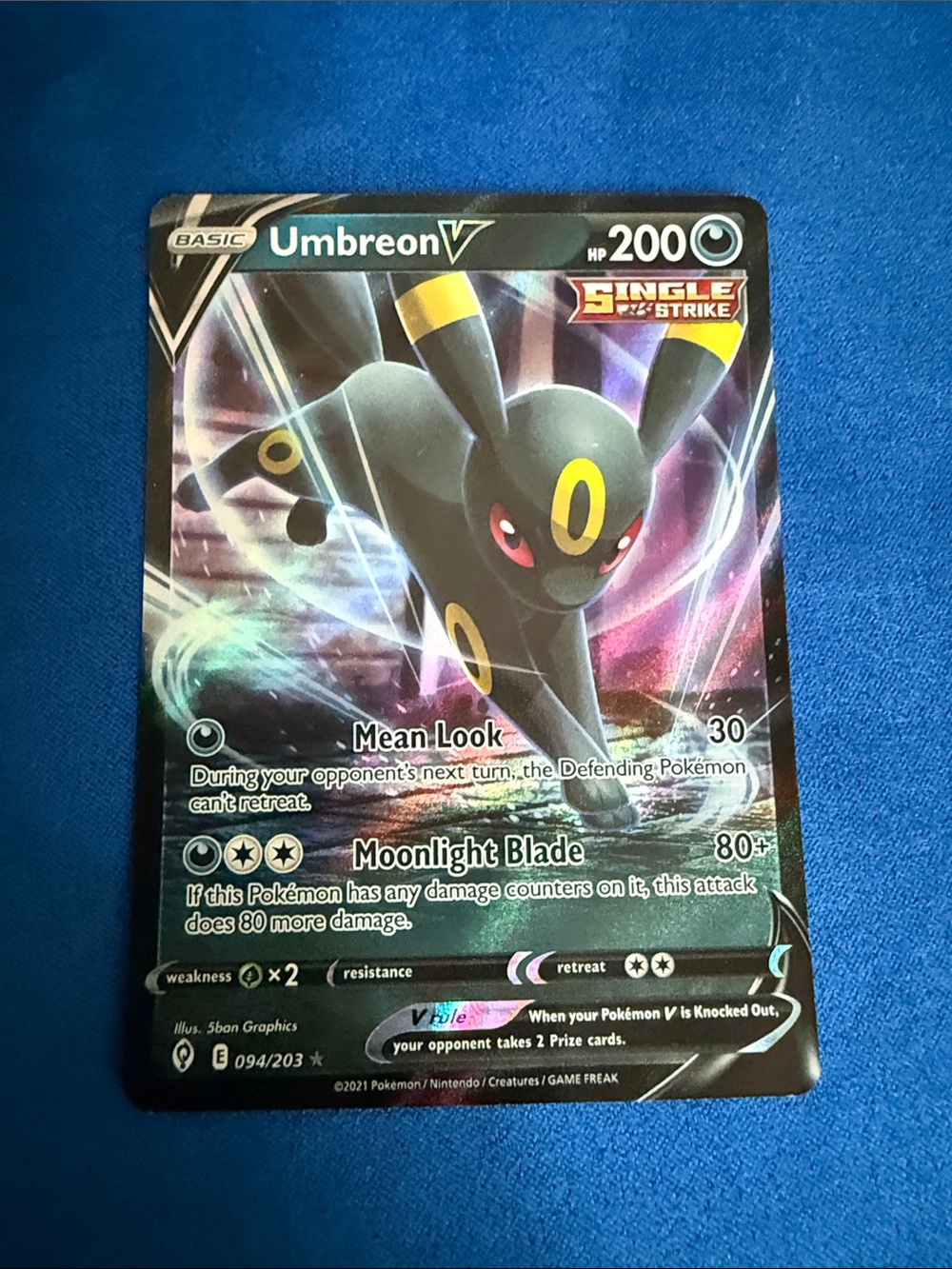 Pokemon Umbreon V Black Yellow Trading Card